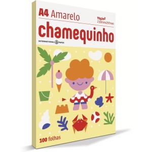 Papel Sulfite A4 Amarelo 75g 100 Folhas Chamequinho Chamex