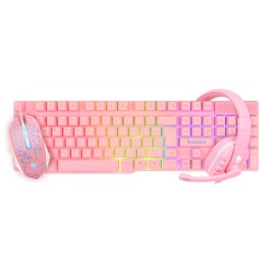 Combo Gamer Rosa (Teclado + Mouse + Fone) EG-53 Evolut