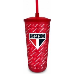 Copo Plástico com Canudo 500ml - São Paulo Brasfoot