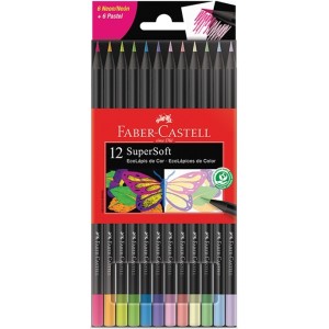 Lápis de Cor 12 Cores Supersoft Neon/Pastel Faber Castell