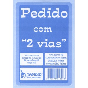 Bloco de Pedido 1/36 Pequeno 2 Vias 25x2 Folhas Tamoio