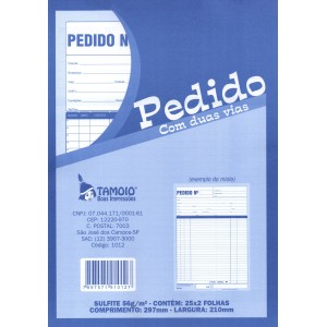 Bloco de Pedido A4 Grande 2 Vias 25x2 Folhas Tamoio