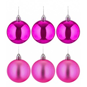 Bola de Natal 6cm Rosa c/6 Grillo