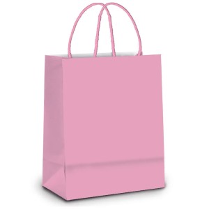 Sacola de Papel Liso M Rosa Claro - 26cm x 19,5cm x 9,5cm Cromus