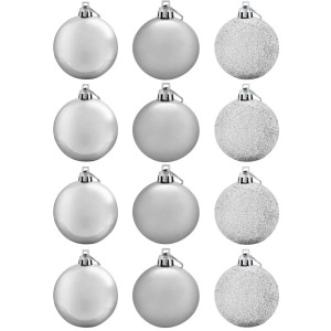 Bola de Natal 5cm Prata Mista c/12 Magizi