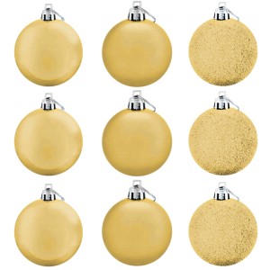 Bola de Natal 6cm Dourada Mista c/9 Magizi