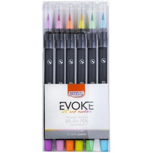 Brush Pen 6 Cores Dual Evoke Tons Pastéis BRW