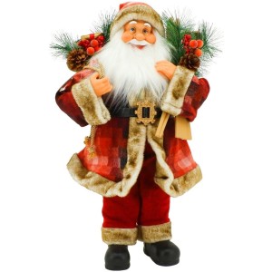 Papai Noel Sky com Saco de Presente e Casaco Vinho 30cm 25619 Magizi