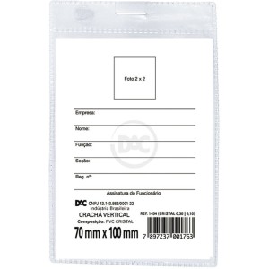 Plástico Protetor para Crachá Vertical 1454 DAC