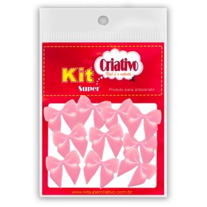 Laço de Cetim Pequeno - Rosa Claro c/10 Kit Super Criativo