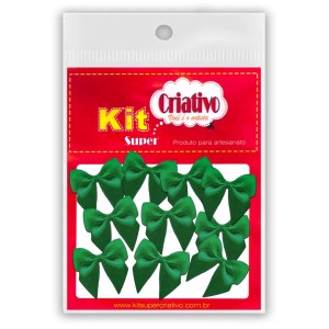 Laço de Cetim Pequeno - Verde c/10 Kit Super Criativo