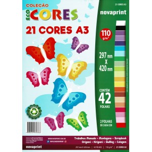 Bloco Ecocores A3 21 Cores 110g 42fls Novaprint
