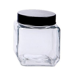 Pote de Vidro Quadrado 500ml - Encanto com Tampa de Ferro Le Bianco