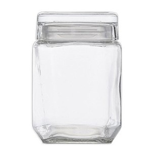 Pote de Vidro Quadrado 1250ml - Style com Tampa de Vidro Le Bianco