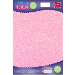 Placa de EVA com Glitter 40x60cm - Rosa Algodão Doce c/5