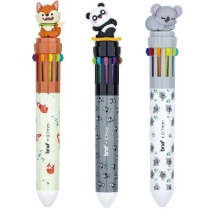 Caneta Esferográfica 10 Cores Animais BRW