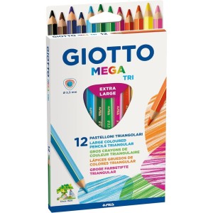 Lápis de Cor 12 Cores Jumbo Triangular Mega Tri Giotto
