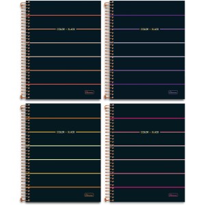 Caderno 10 Matérias Color Black Feminino 160 Folhas Cadersil