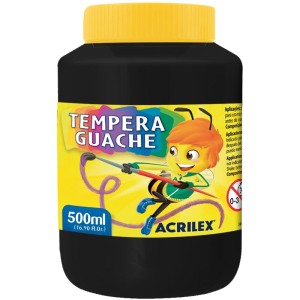 Tempera Guache 500ml - Preto 520 Acrilex