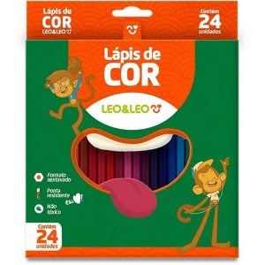 Lápis de Cor 24 Cores Sextavado Leo e Leo
