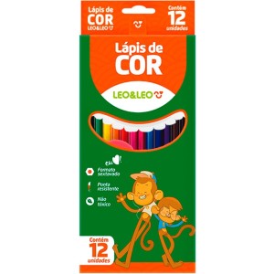 Lápis de Cor 12 Cores Sextavado Leo e Leo