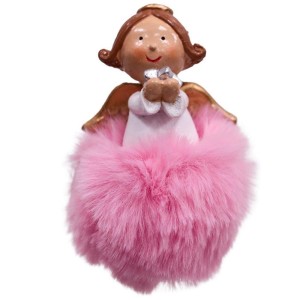 Enfeite de Árvore de Natal - Anjo com Corpo de Pelúcia Rosa 11cm 25703 Magizi