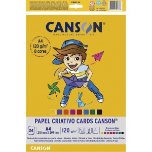 Bloco Criativo A4 Cards 8 Cores 120g 24fls Canson