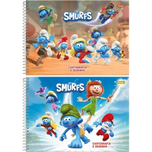 Caderno de Cartografia Os Smurfs 80 Folhas Foroni