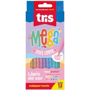 Lápis de Cor 12 Cores Pastel Triangular Mega Soft Color Tris