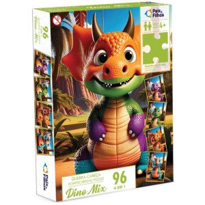 Quebra-Cabeça 4 em 1 -  Dino Mix 96 Peças 793016 Pais e Filhos