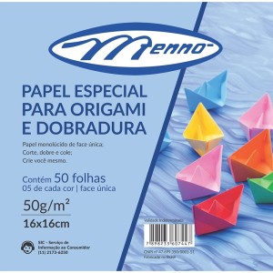 Papel Especial para Origami e Dobradura 16x16cm 50 Folhas Menno