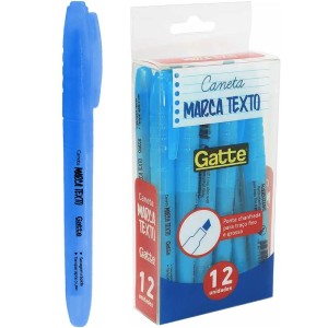 Marca Texto Azul Fluorescente c/12 Gatte