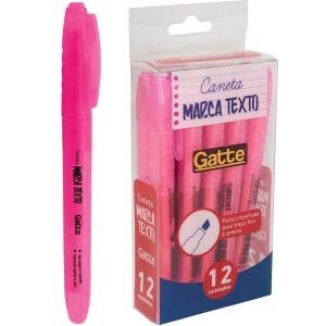 Marca Texto Rosa Fluorescente c/12 Gatte