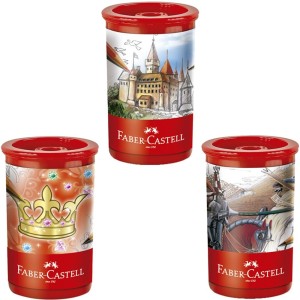 Apontador com Depósito Tubo Vermelho Faber Castell