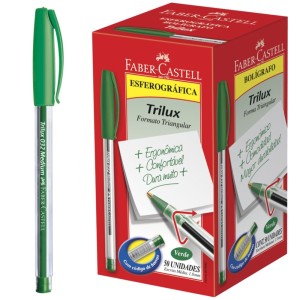Caneta Esferográfica 1.0mm Trilux 032 Verde c/50 Faber Castell