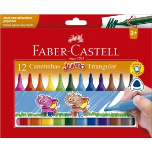 Canetinha Hidrográfica 12 Cores Jumbo Triangular Faber Castell