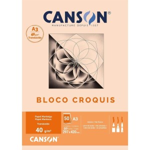 Bloco de Desenho A3 Croquis Manteiga 41g 50 Folhas Canson